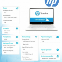 Laptop  HP Spectre 13-af010nn 13.3 FHD i7-8550U 16GB 1TB W10H 2Y