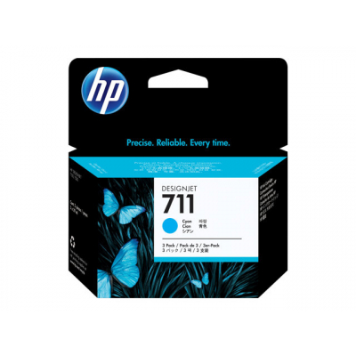 Tusz HP 711 29ml Cyan 3-pak