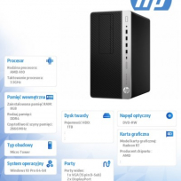 Komputer HP EliteDesk 705MT G4 A10-9700 8GB 1TB DVD W10P
