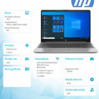 Laptop HP 250 G8 15.6 FHD i3-1005G1 8GB 256GB SSD DOS BT 1Y