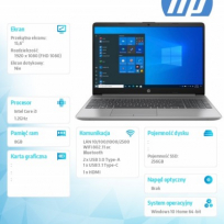Laptop HP 250 G8 15.6 FHD i3-1005G1 8GB 256GB SSD WiFi BT W10h 1Y