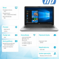 Laptop HP 250 G7 15.6 i5-8265U 256GB 8GB DVD W10P 1Y