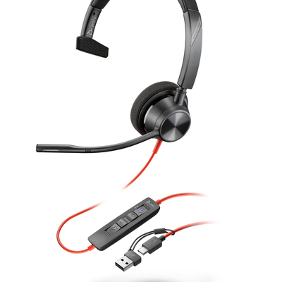 Słuchawki HP Poly Blackwire 3310 Monaural Microsoft Teams Certified USB-C Headset +USB-C/A Adapter