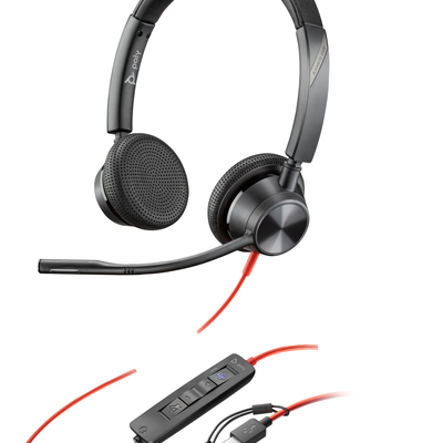 Słuchawki HP Poly Blackwire 3325 Stereo Microsoft Teams Certified USB-C Headset +3.5mm Plug +USB-C/A Adapter