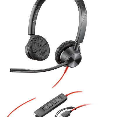 Słuchawki HP Poly Blackwire 3325 Stereo USB-C Headset +3.5mm Plug +USB-C/A Adapter