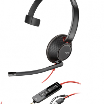 Słuchawki HP Poly Blackwire 5210 Monaural USB-C Headset +3.5mm Plug +USB-C/A Adapter