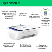 Urządzenie wielofunkcyjne HP DeskJet 2821e All-in-One up to 7.5/5.5ppm Printer