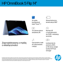 Laptop HP OmniBook 5 Flip 14-fp0004nw Core 5 120U 142K Touch IPS 16GB LP512GB 1080p 68Wh Win11 Blue Sky 2Y