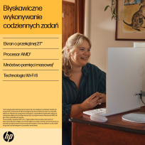Komputer HP 27-cr0232nw AIO 27 FHD IPS AG Ryzen 5 7520U 16GB 512GB AMD Win11 2Y biały