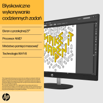 Komputer HP 27-cr0232nw AIO 27 FHD IPS AG Ryzen 5 7520U 16GB 512GB AMD Win11 2Y biały